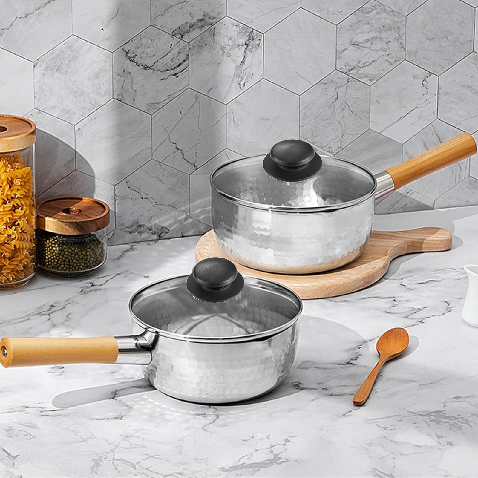 Set 6 Maniglie Coperchio Pentole - Bachelite Nera, Con Viti E Cacciavite, Universali - Foto 6