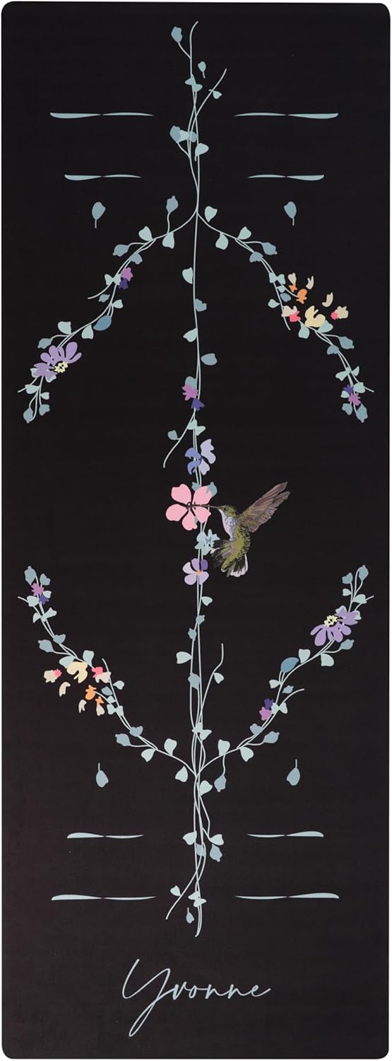 Yvonne Hummingbird Harmony Travel Yoga Mat - Ultra Thin 1/16” (1.5mm), Lightweight, Foldable & Non-Slip, Eco-Friendly Natural Rubber for Travel & Home + Free Carrying Strap