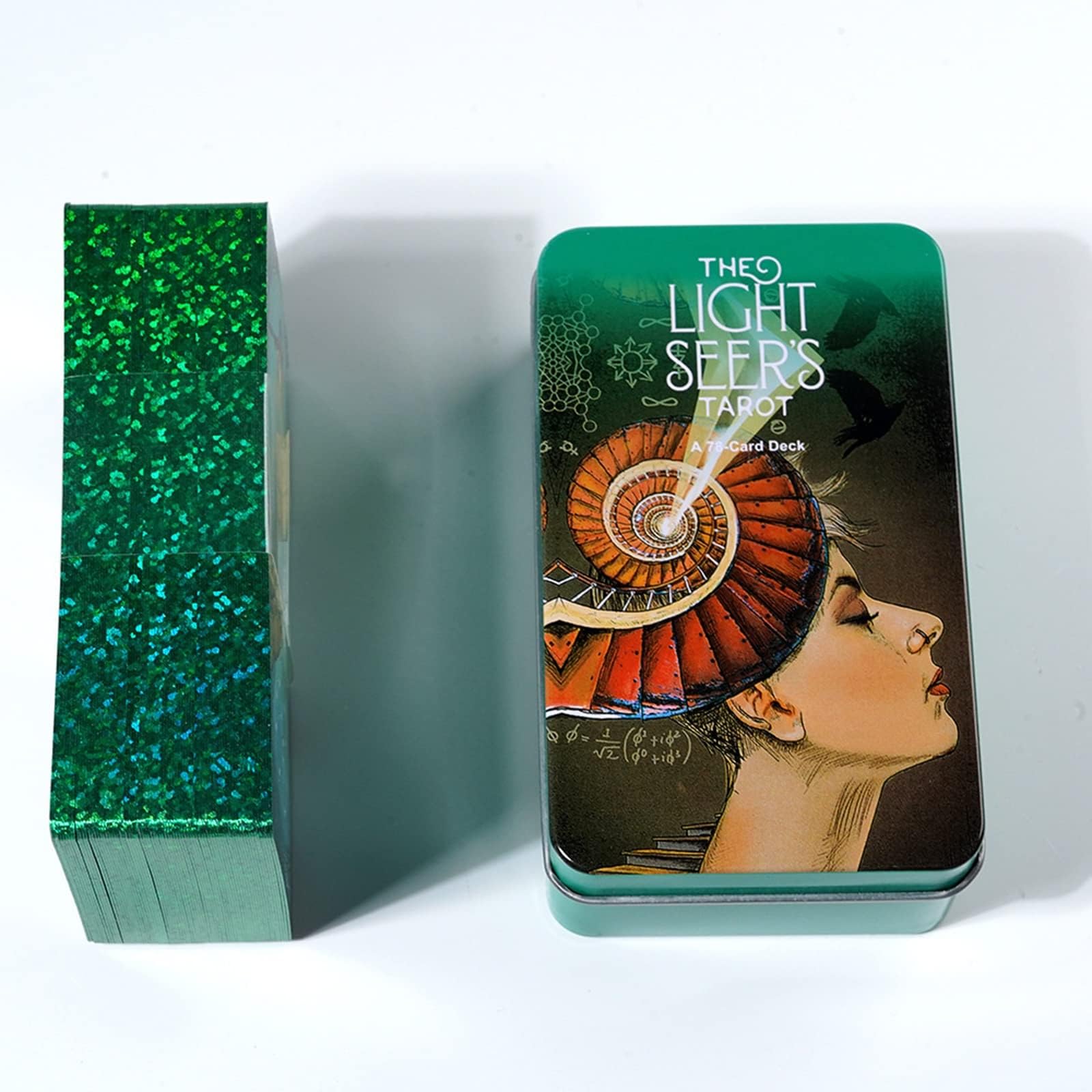 Las cartas del tarot del vidente de luces, 78 unidades, baraja de cartas de tarot con lámina dorada en el borde, cartas de oráculo con guía de viaje y caja de metal para principiantes y lectores