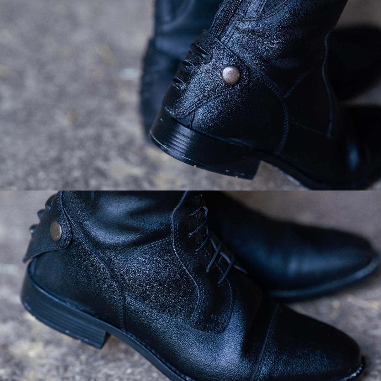 RL24 - Damen Reitstiefel Ravenna | Damen-Stiefel aus Kunstleder | Schnürstiefel mit Reißverschluss in schwarz | Reiterstiefel mit extra weichem Innenfutter | Größe 37-42
