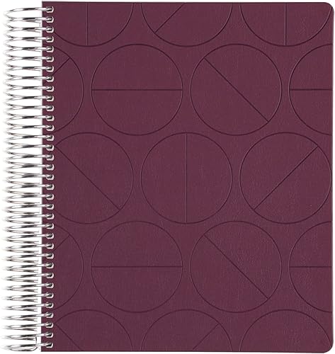 Agenda semanal sin fecha de 7 x 9 pulgadas enfocada en espiral platino de 12 meses Cubierta de cuero vegano berenjena 160 páginas con hojas de