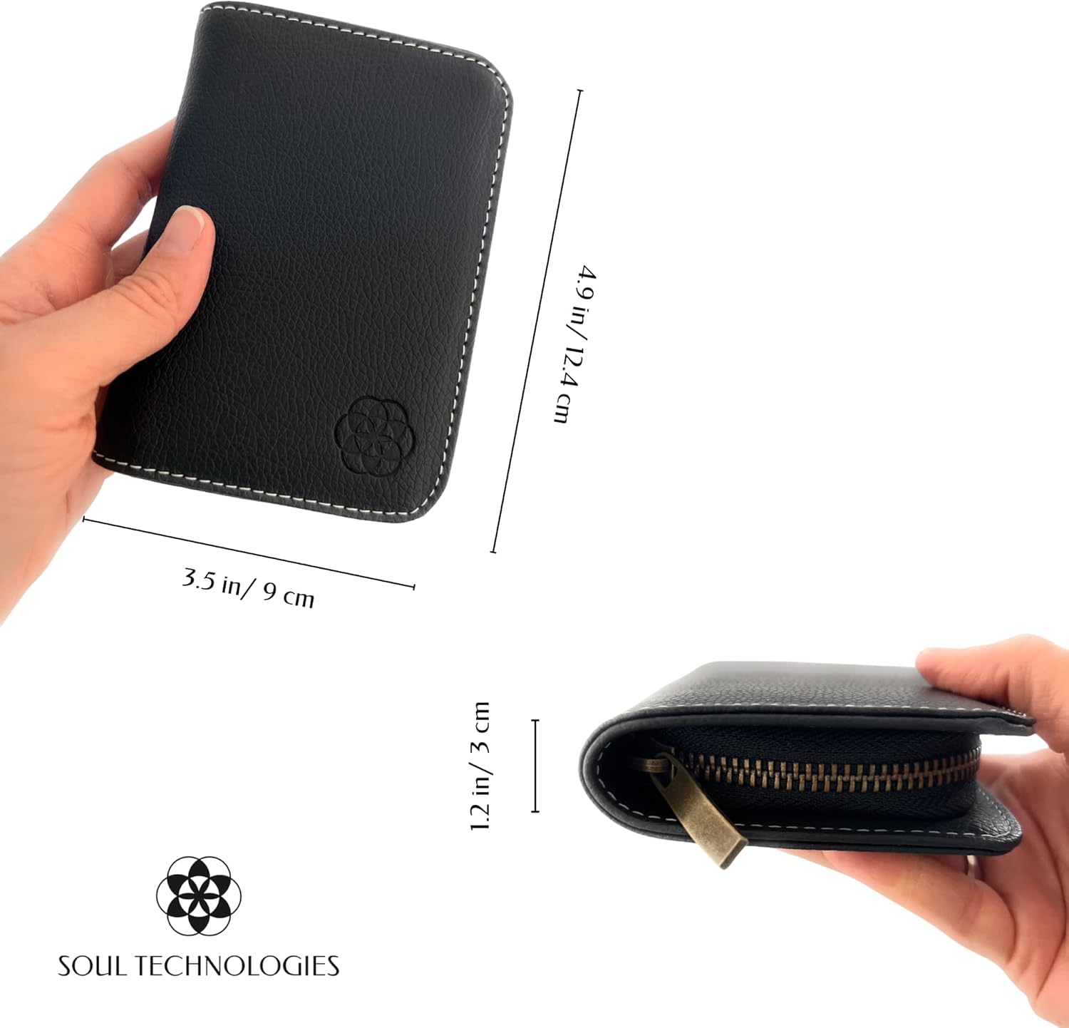 Cryptocurrency Hardware Wallet Case – Luxury Crypto Wallet Case Compatible with Ledger Nano X/S Plus – Protective Vegan Leather Hard Case Wallet for Crypto and NFTs (Black Slimline)