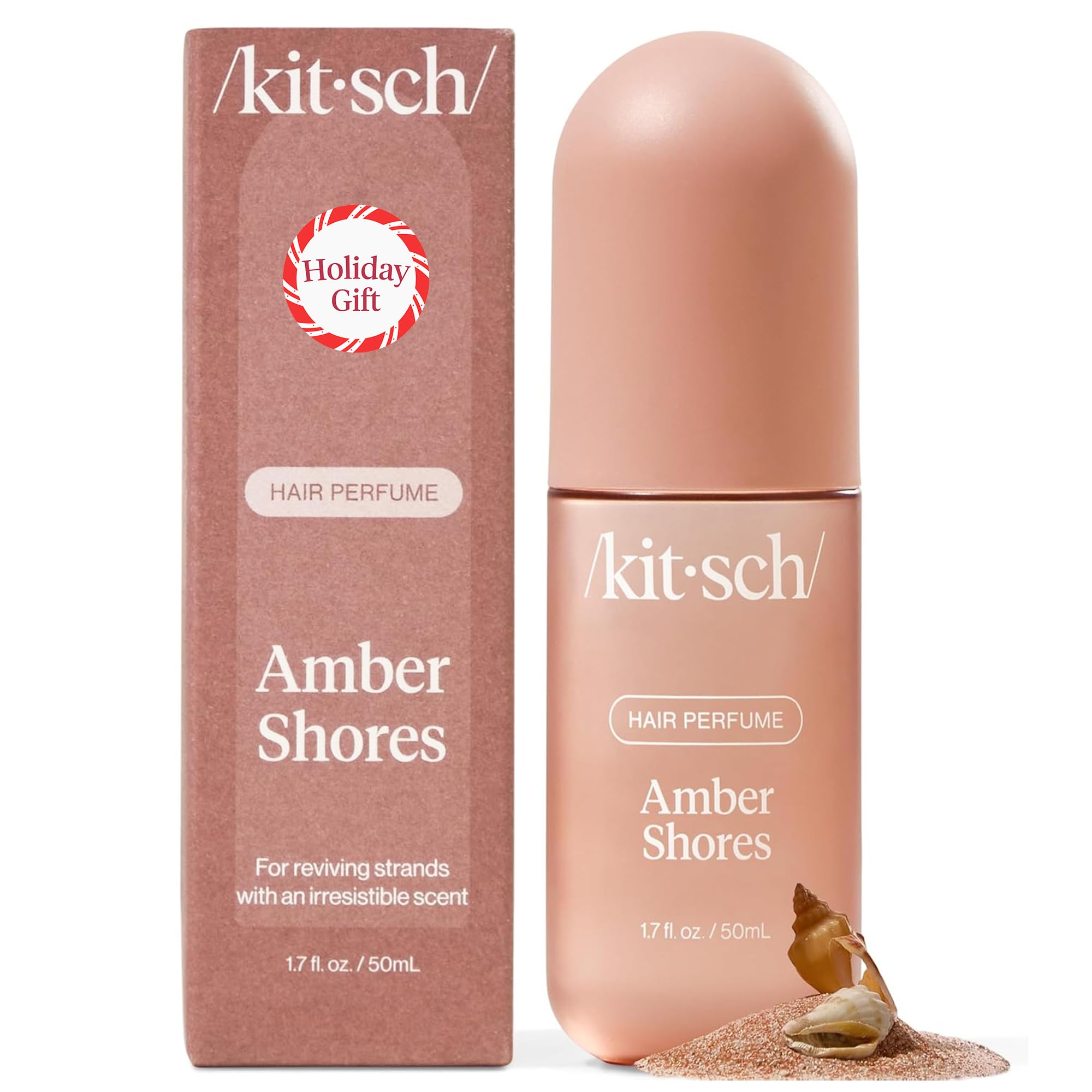 Kitsch Hair Perfume for Women - Amber Shores | Clean, Deodorizing & Patented Odor-Eliminating Technology Hair Spray & Body Mist - Freshen Hair, Body & Pillows - Woody Aquatic Scent - 50mL