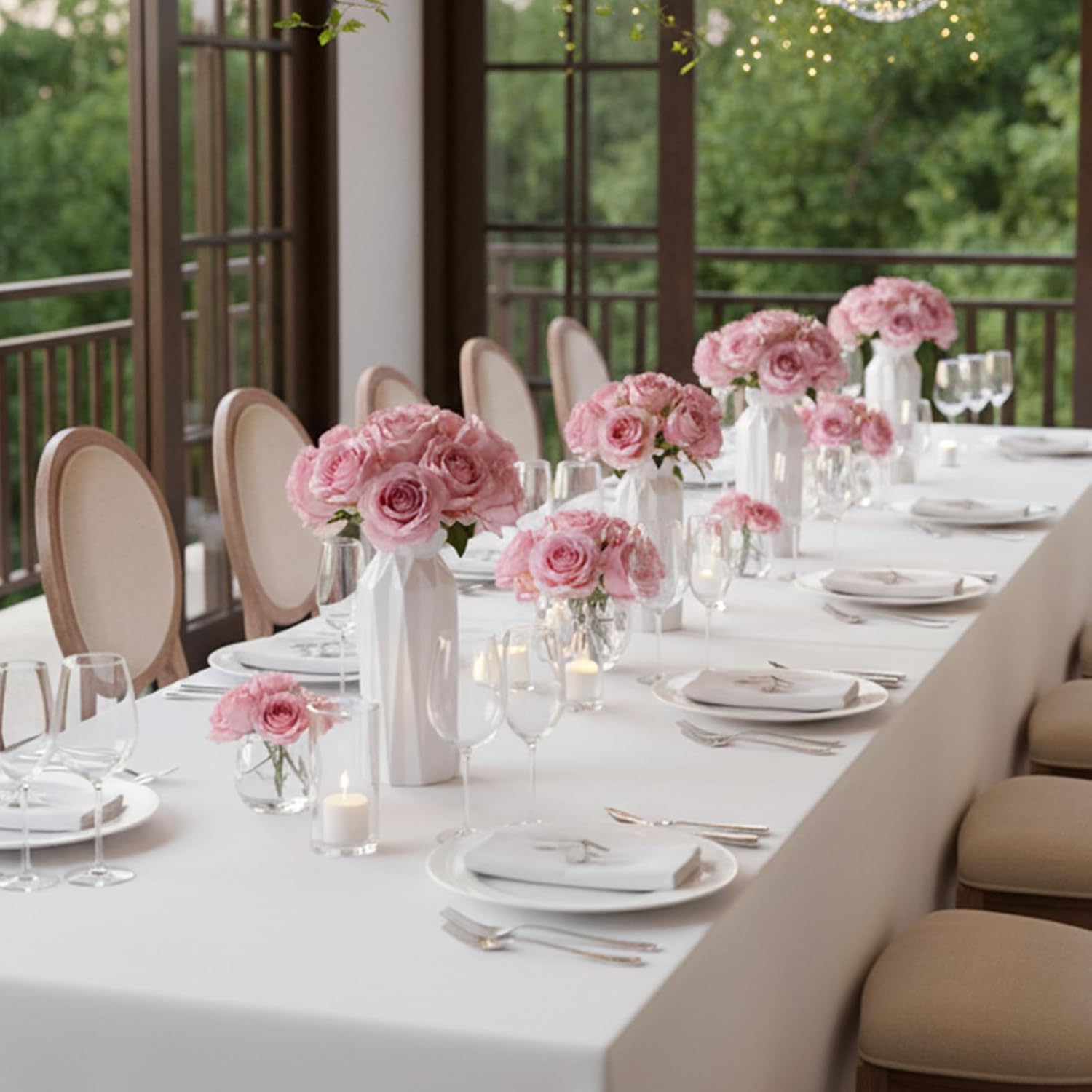 12 Pack Composite Plastic Flower Vase,8" Tall Conic White Vases,Unbreakable Vase Floral Vases for Table Centerpieces, Bouquets, Home Decor, Living Room