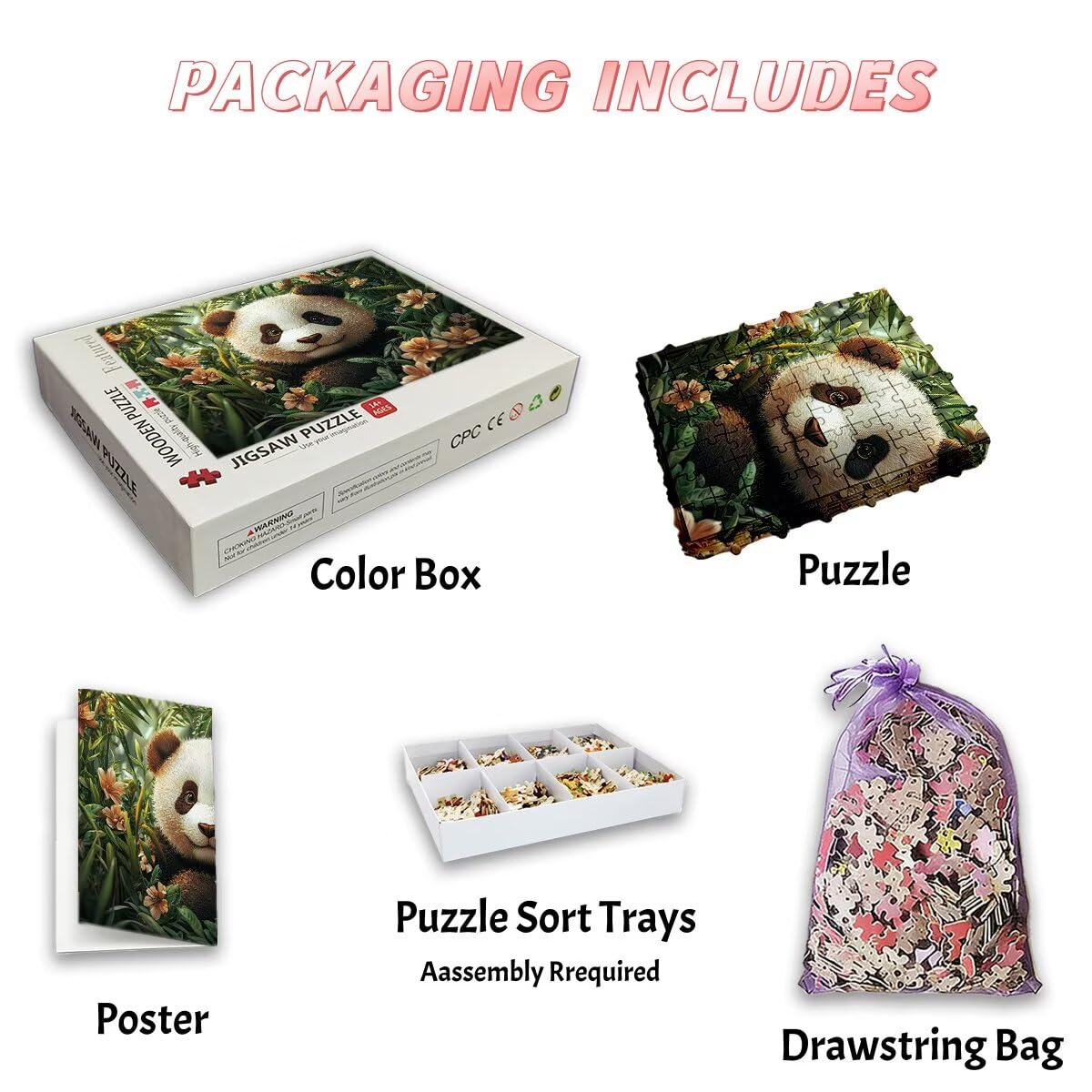 Puzzle dla dorosłych 1500 puzzli pandy 1500 sztuk dla dorosłych, drewniane puzzle do wystroju wnętrz, niemożliwe gry logiczne, unikalne prezenty dla kobiet, mężczyzn, wymagający motyw puzzli: kwiat