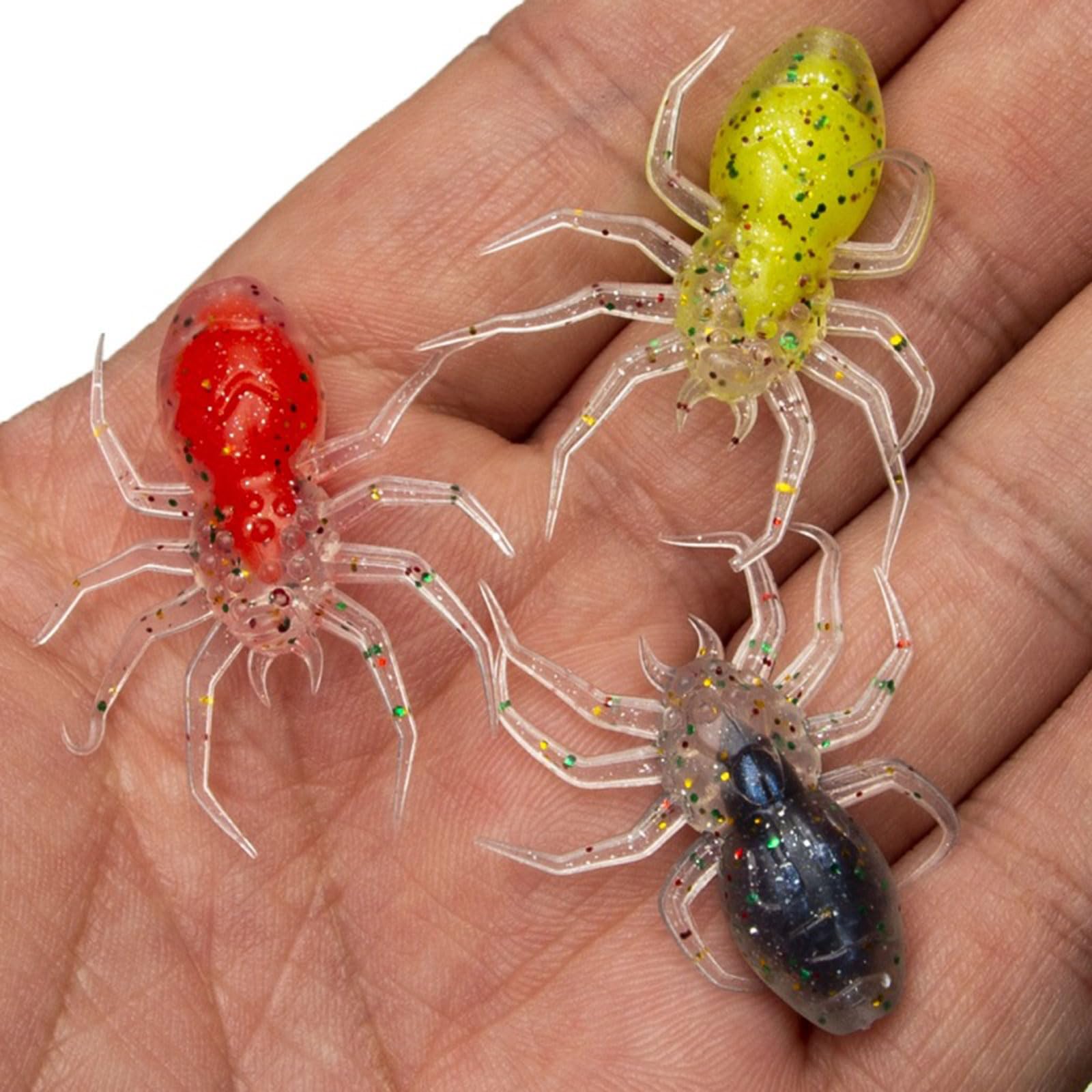 Appâts de pêche, 10 pièces araignées artificielles leurres de pêche résistant aux morsures Paillettes Brillantes appâts Souples appâts Souples Fournitures de pêche(Orange)