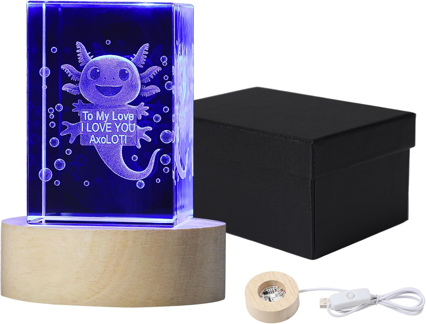 3D Axolotl Crystal Ball Night Light image 2