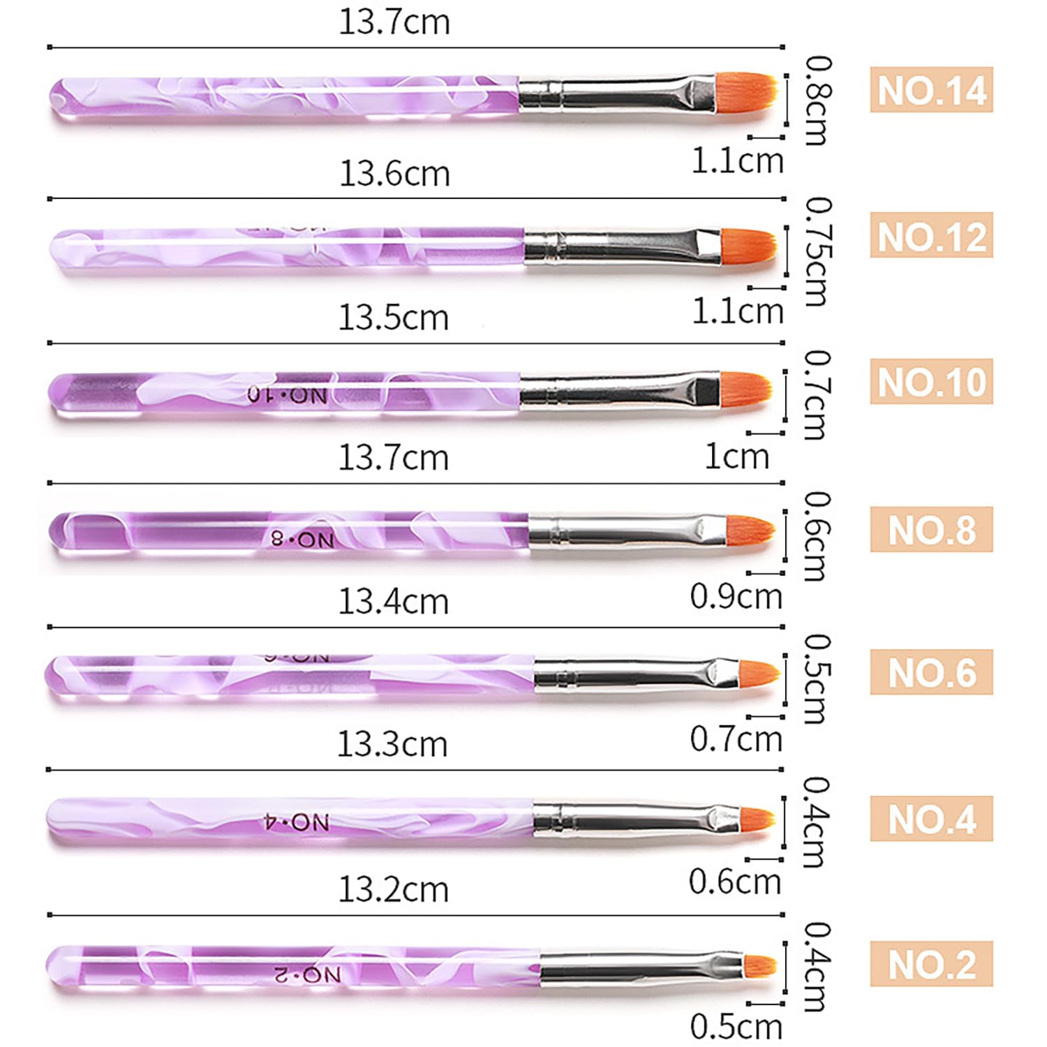 7 pennelli acrilici per unghie, gel UV, unghie in acrilico, set per unghie in gel