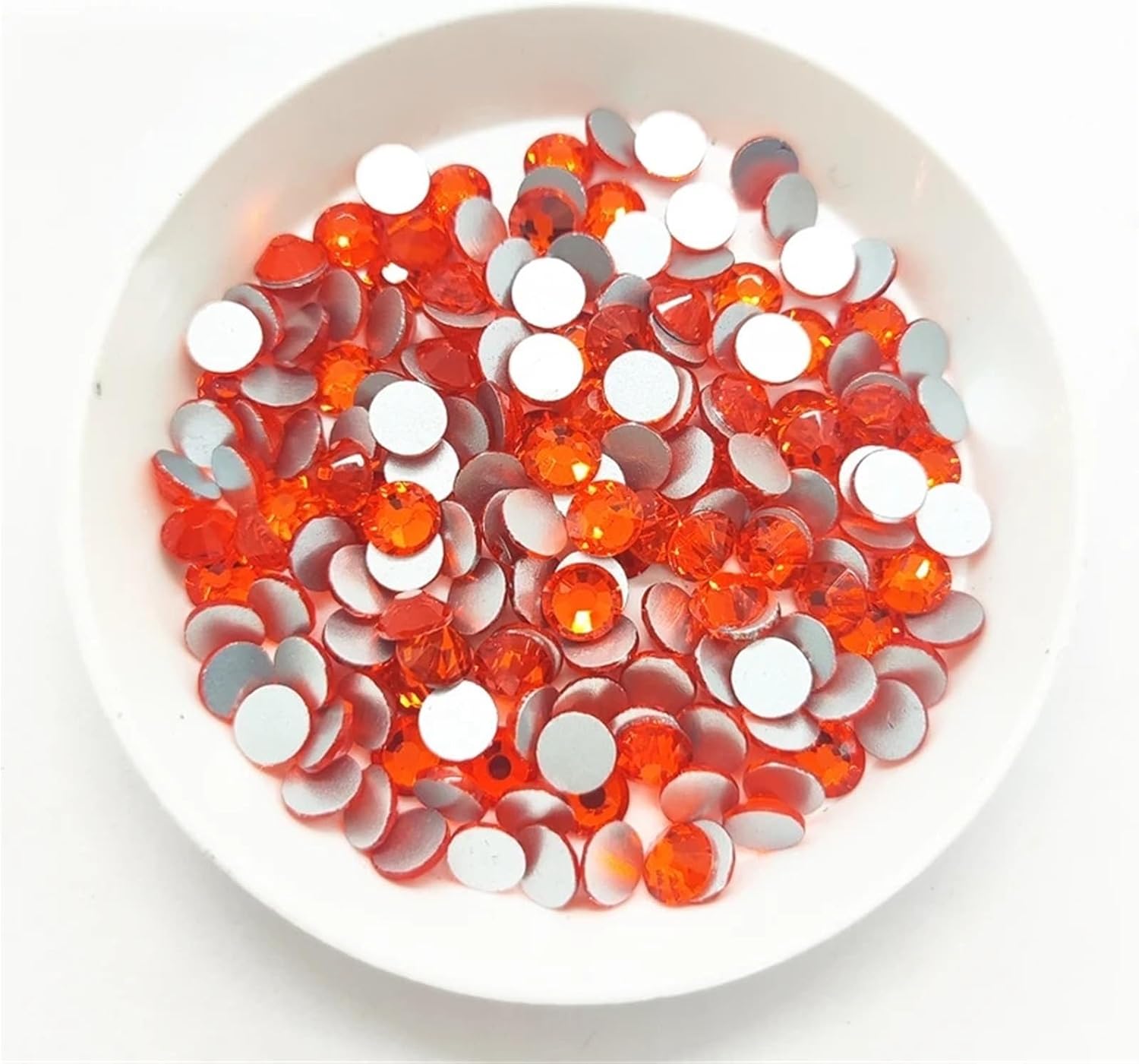 Resin Jelly Rhinestones Set 3set Orange Glass Flatback Rhinestone Glitter Round Silver Bottom Glue On Crystal Stones for Nail Art Clothes Decoration(Light Siam)