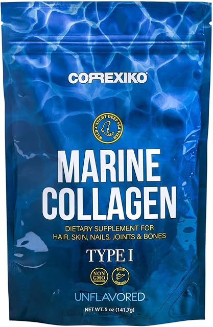 CORREXIKO Premium Marine Collagen Powder - Wild Caught Fish from Canada (Not Farmed), Protein Peptides for Skin, Hair, Nails, Joints & Bones & Digestive Health - Hydrolyzed (Unflavoured)