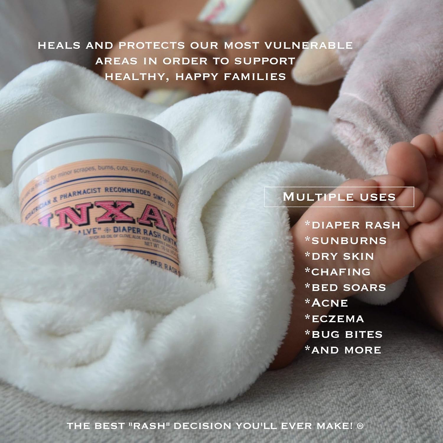 PINXAV Healing Cream, Fast Relief for Diaper Rash, Eczema, Chafing, Bed Sores, Acne, and Minor Cuts and Burns (16 OZ) : Baby