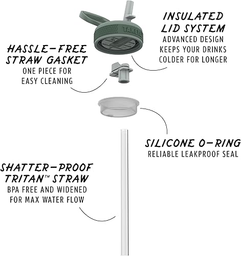 Miniatura 4 de Takeya Botella de agua deportiva de acero inoxidable con triple aislamiento, tapa con popote, a prueba de fugas, resistente al sudor, sin BPA,