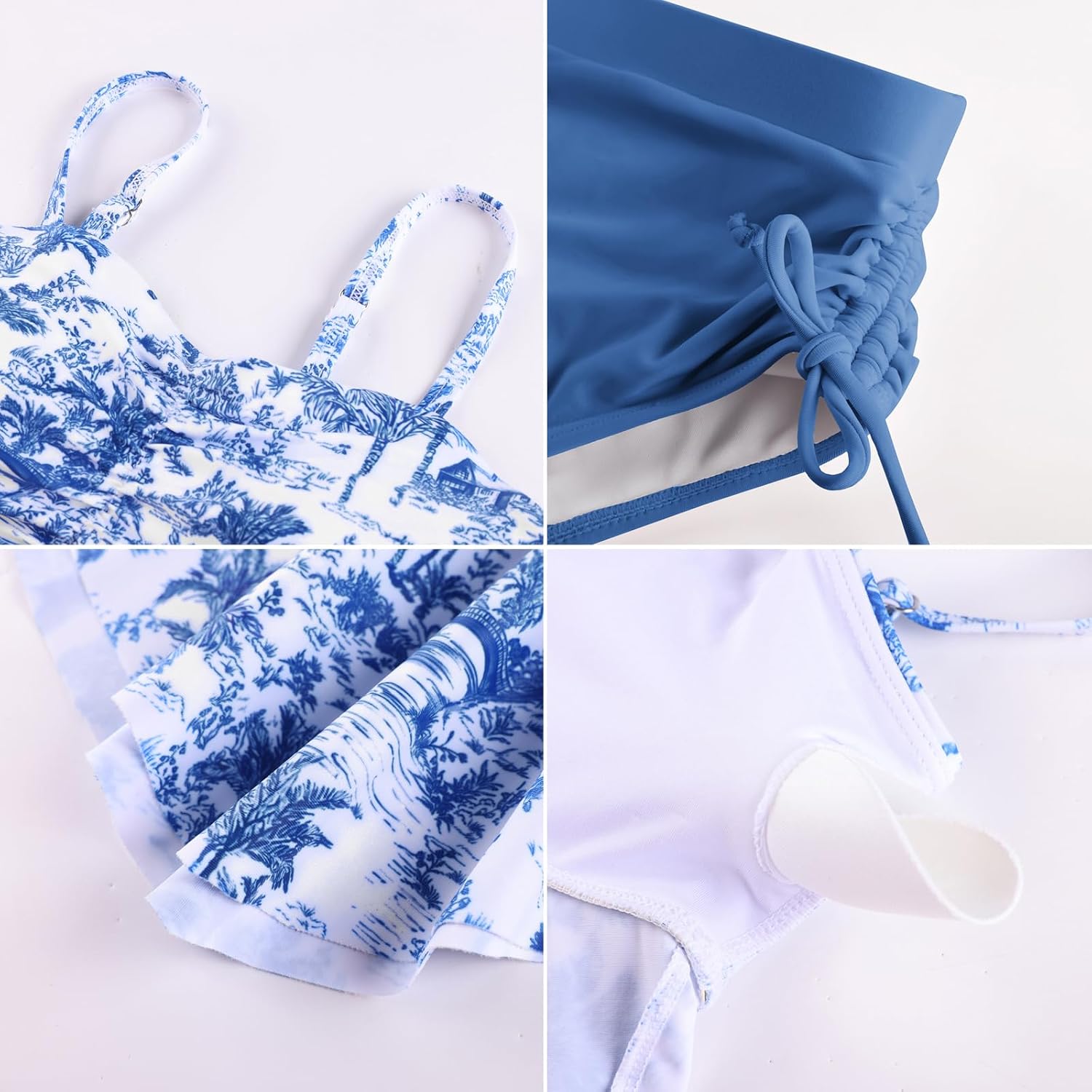 GRACE KARIN Girls Tankini Swimsuit Swimwear Teen Cute Ruffle Bathing Suit Kids 2 Piece Shirred Bikini Set with Padded 8-16