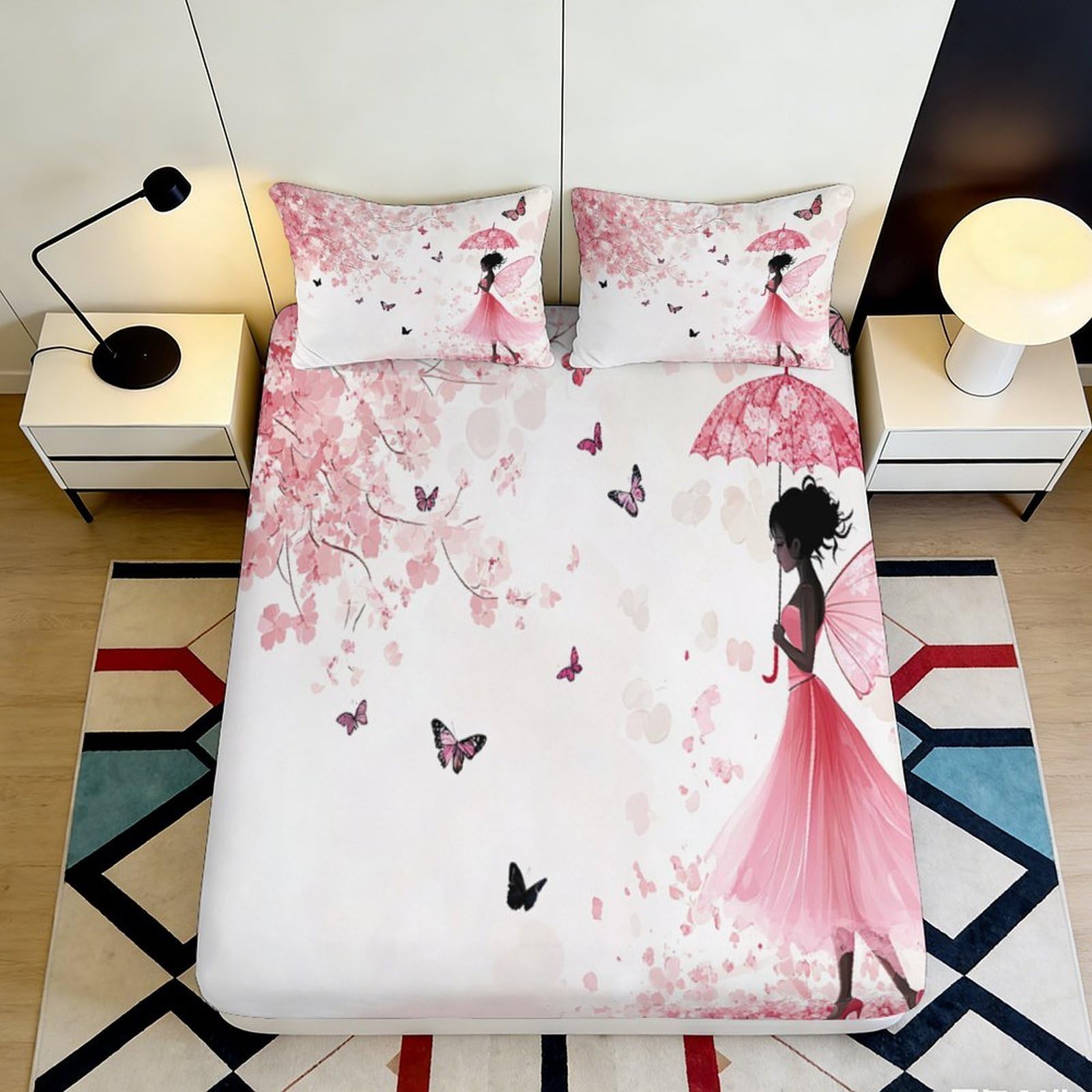 3D Printed Christmas Tree Fitted Sheet Microfiber Elastic Hem Bedroom Bedding Deep Pocket Holiday Mattress Fitted Cover Non-Slip for Adults Teens 180x200x25cm