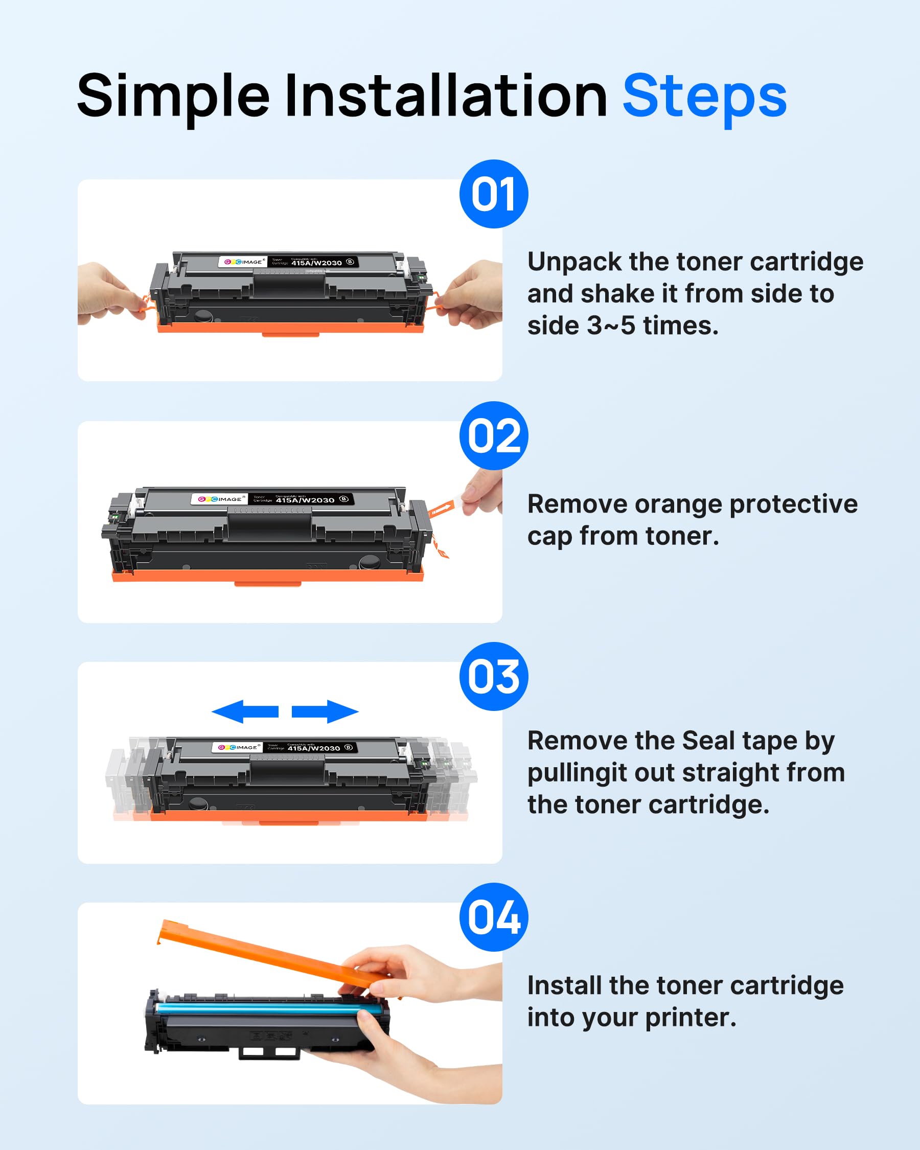 415A Kompatible für HP 415A 415X für HP Color LaserJet Pro MFP M479DW Toner | für HP Color LaserJet Pro MFP M479fdw M479fnw M479fdn M454dn M454dw M479 W2030A W2031A W2032A W2033A, 4er-Pack, mit Chip