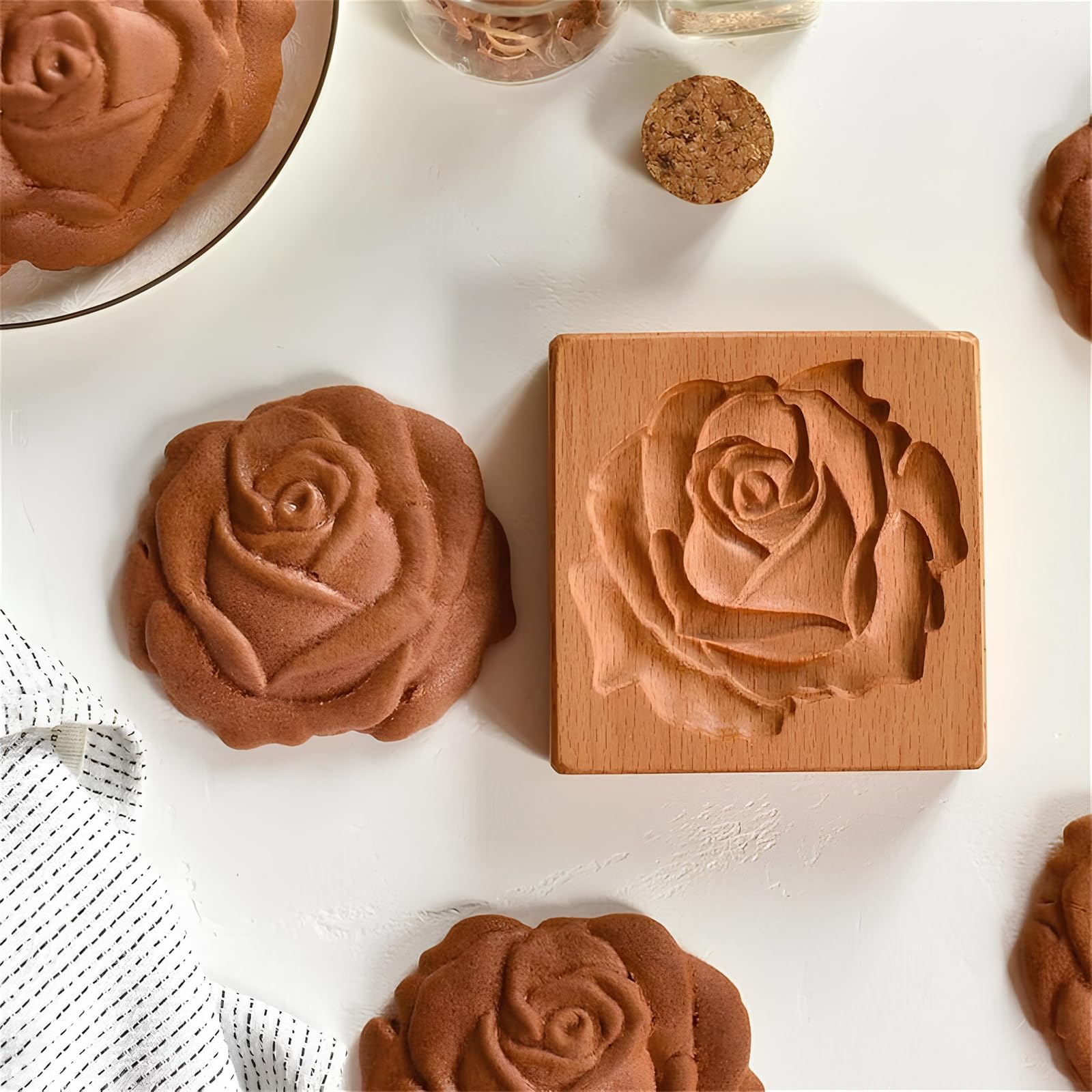 Keksausstecher, Keksformen aus Holz, Kekse, 3D-Backen, Keksausstecher, Keksstempel for selbstgemachtes Backen, Kuchen, Gebäck, Backwerkzeug