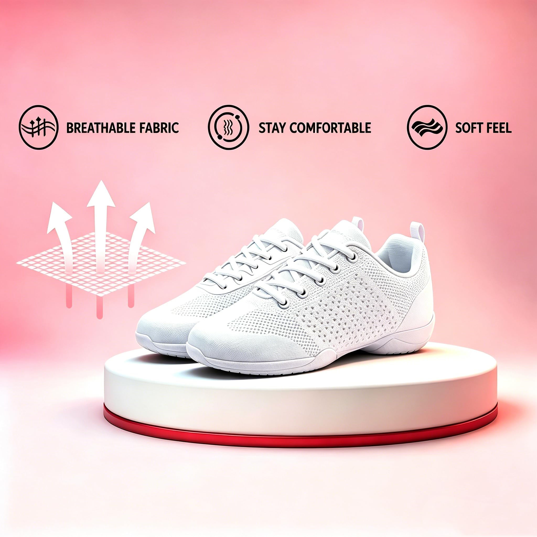 Scarpe da cheer giovani ragazze bianche scarpe da cheerleading danza atletica allenamento tessuto traspirante danza leggera competizione confortevole sport bambini ragazze cheer sneakers