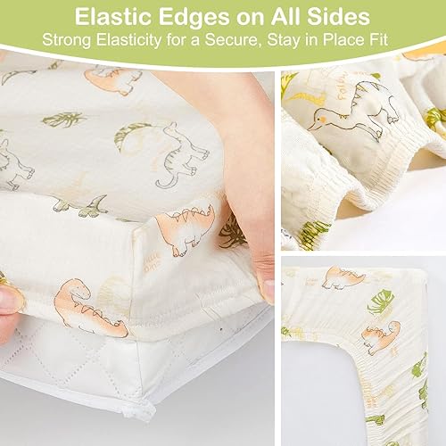 Miniatura 5 de Basumee Juego de 2 fundas de muselina para cambiador, impermeables, para niños y niñas, suaves y transpirables, para cambiadores de pañales de bebé,