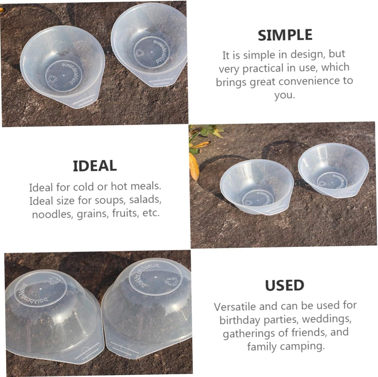MAGICLULU Outdoor Portable 8-Piece Plastic Bowls Set Lightweight Camping Bowls for Rice Ice Cream and Food Serving for Picnics and Hiking