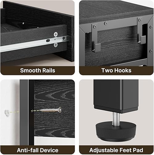 Miniatura 47 de Gizoon Mesa de entrada de 39 pulgadas con 2 cajones y estantes de almacenamiento de 3 niveles, mesa de sofá larga y estrecha industrial, mesa