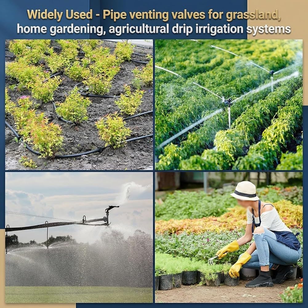Lot de 8 valves à air 3/4" en PP pour irrigation, purgeur automatique sous vide avec filetage NPT pour jardin et agriculture, noir (1 pouce)