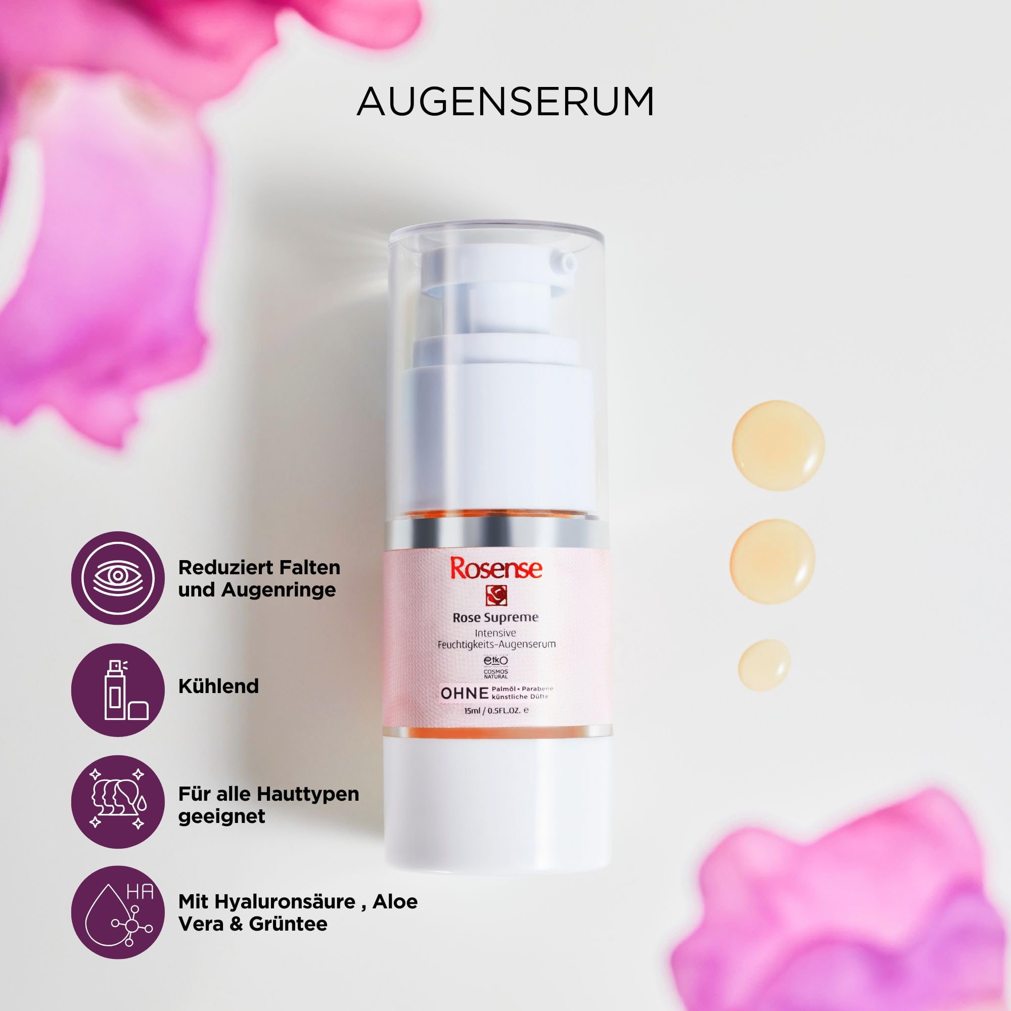 Gesichtspflege Set – Gesichtscreme & Augenserum für normale & Mischhaut von Rosense, ECOCERT Naturkosmetik zertifiziert, vegan & dermatologisch bestätigt, Anti Falten Feuchtigkeitspflege