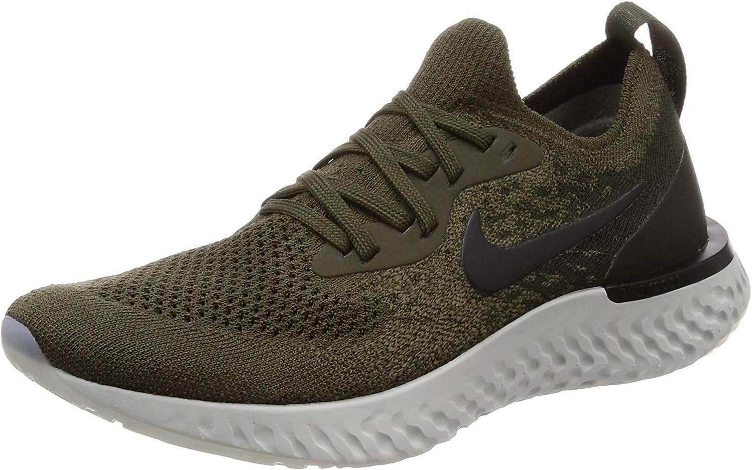 Nike Womens Epic React Flyknit Running Trainers AQ0070 Sneakers Shoes (UK 4.5 US 7 EU 38, Cargo Khaki Black Sequoia 300)