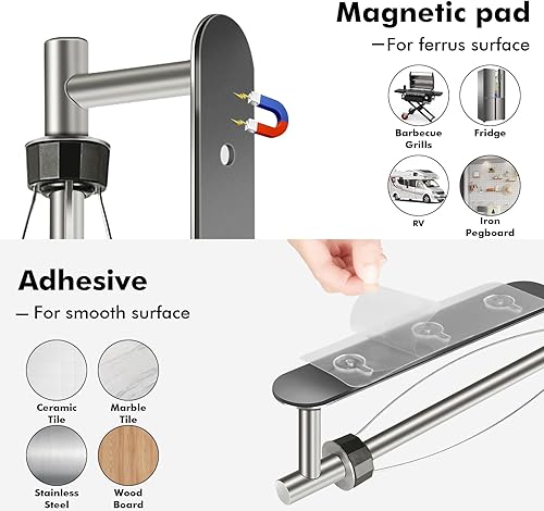 Miniatura 5 de KIHOGEM Soporte magnético para toallas de papel, operable con una mano, soporte de pared con fuerte respaldo magnético y autoadhesivo para cocina,