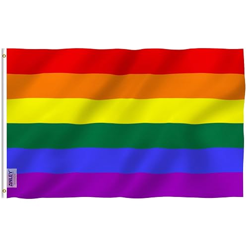 Anley Fly Breeze Rainbow Flag Gay Pride Flag Banner for LGBT Pride Day Parade Month LGBTQ Community - Vivid Color and Fade proof - Canvas Header and Double Stitched - 3x5 Ft with Brass Grommets - Polyester