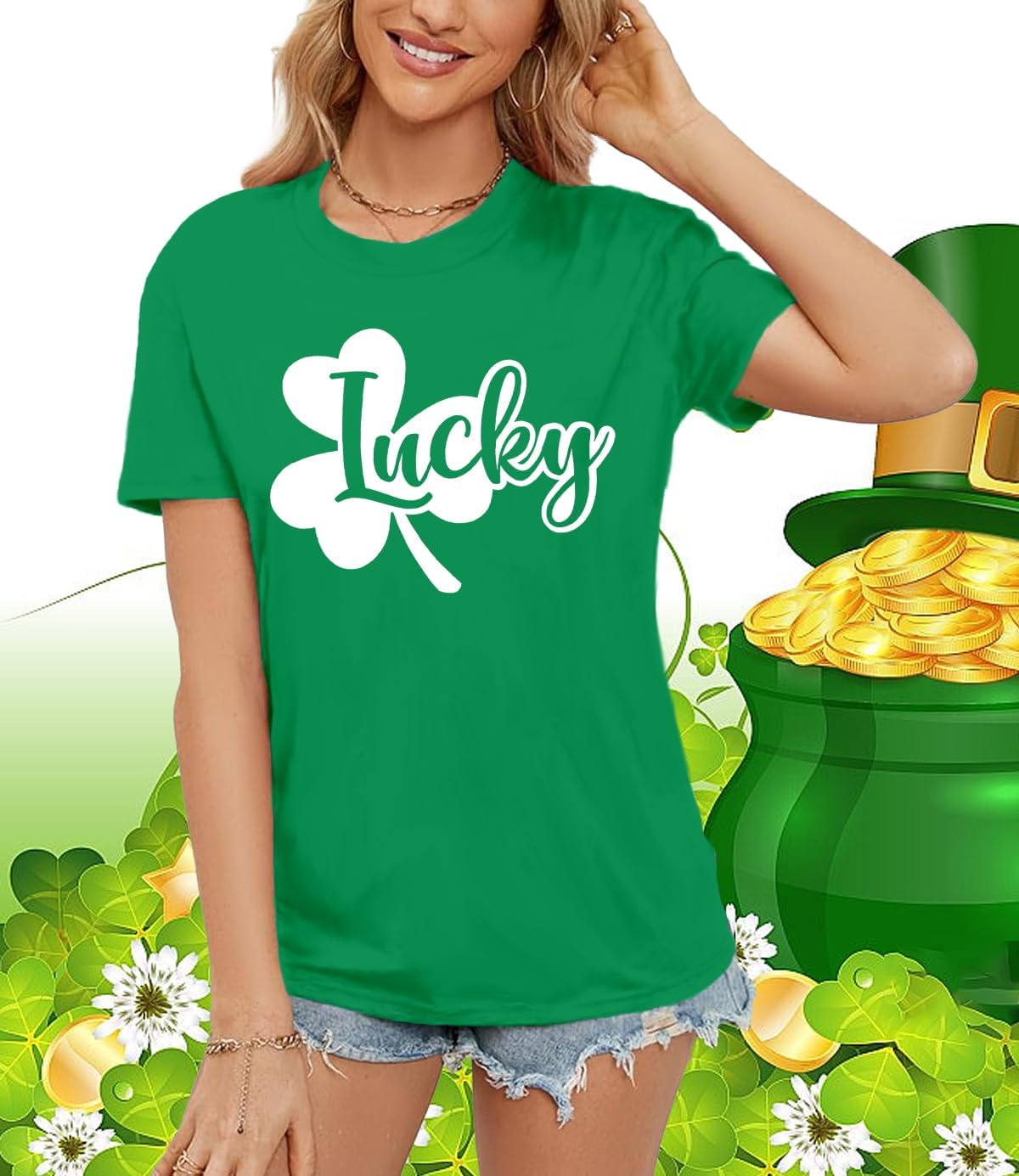 St Patricks Day Shirt Women Saint Patricks Day Shirts Irish Shamrock Tee Top - Image 3