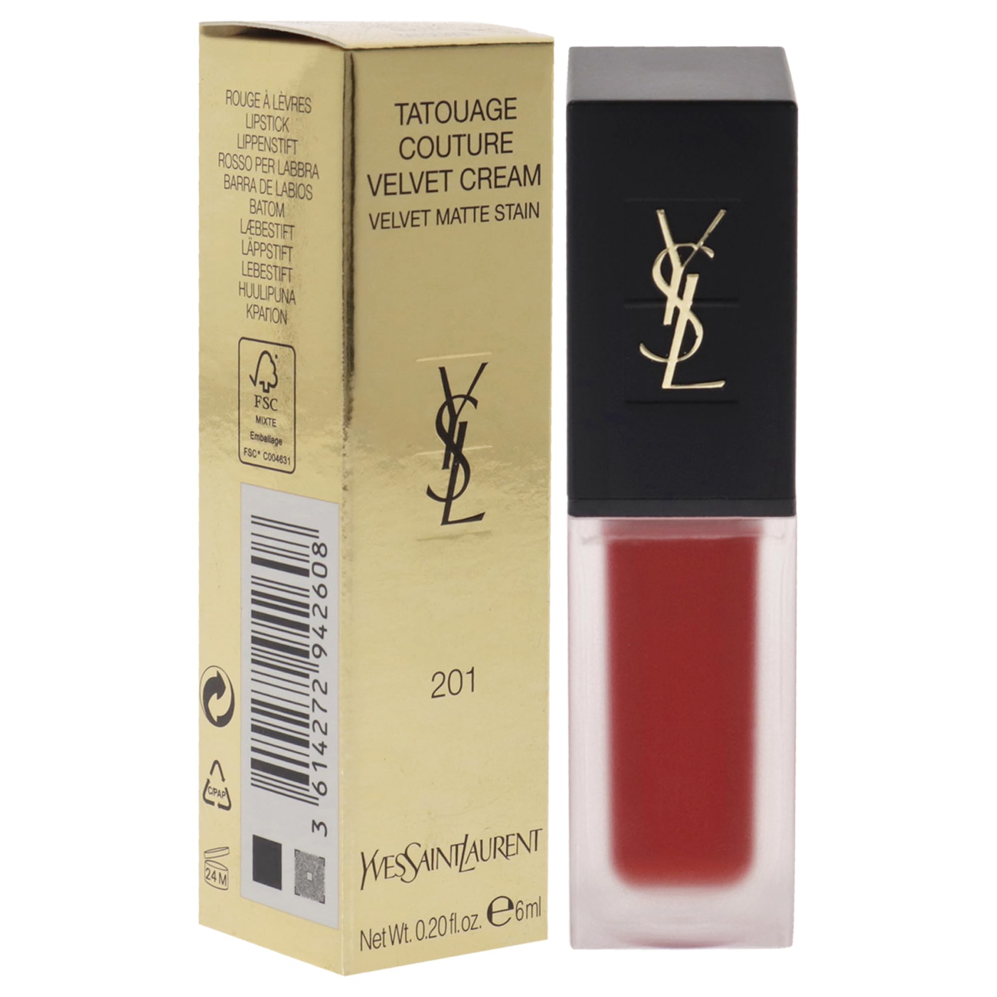 Yves Saint Laurent Tatouage Couture Velvet Cream Lippenstift 201 Rouge Tattoo, 6 g
