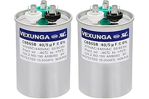 Convenience4U 2PCS 40+5uF 40/5MFD 370V or 440V Dual Run Start Round UL Listed AC Capacitor
