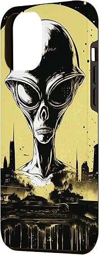 Vista 11 de iPhone 14 Pro Cute Green Alien Head UFO Space Face Alien Case