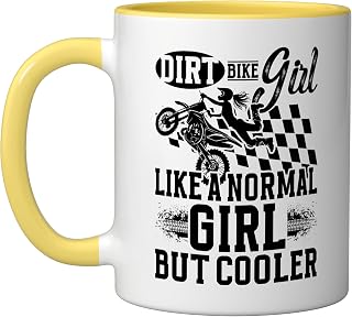 Dirt Bike Girl Definition Female Dirt Biker Girl Ceramic Mug, Yellow/White