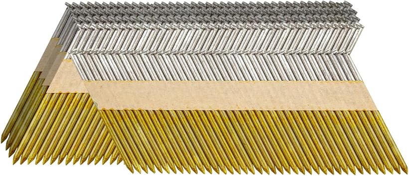 D Head 30-34 Degree Framing Nails 3-1/2" x .131" Smooth Shank 1000 PCS | Hot Dipped Galvanized Paper Tape Strip Nails fit Pneumatic & Electric 30-34 Framing Nailers for Various Building Works