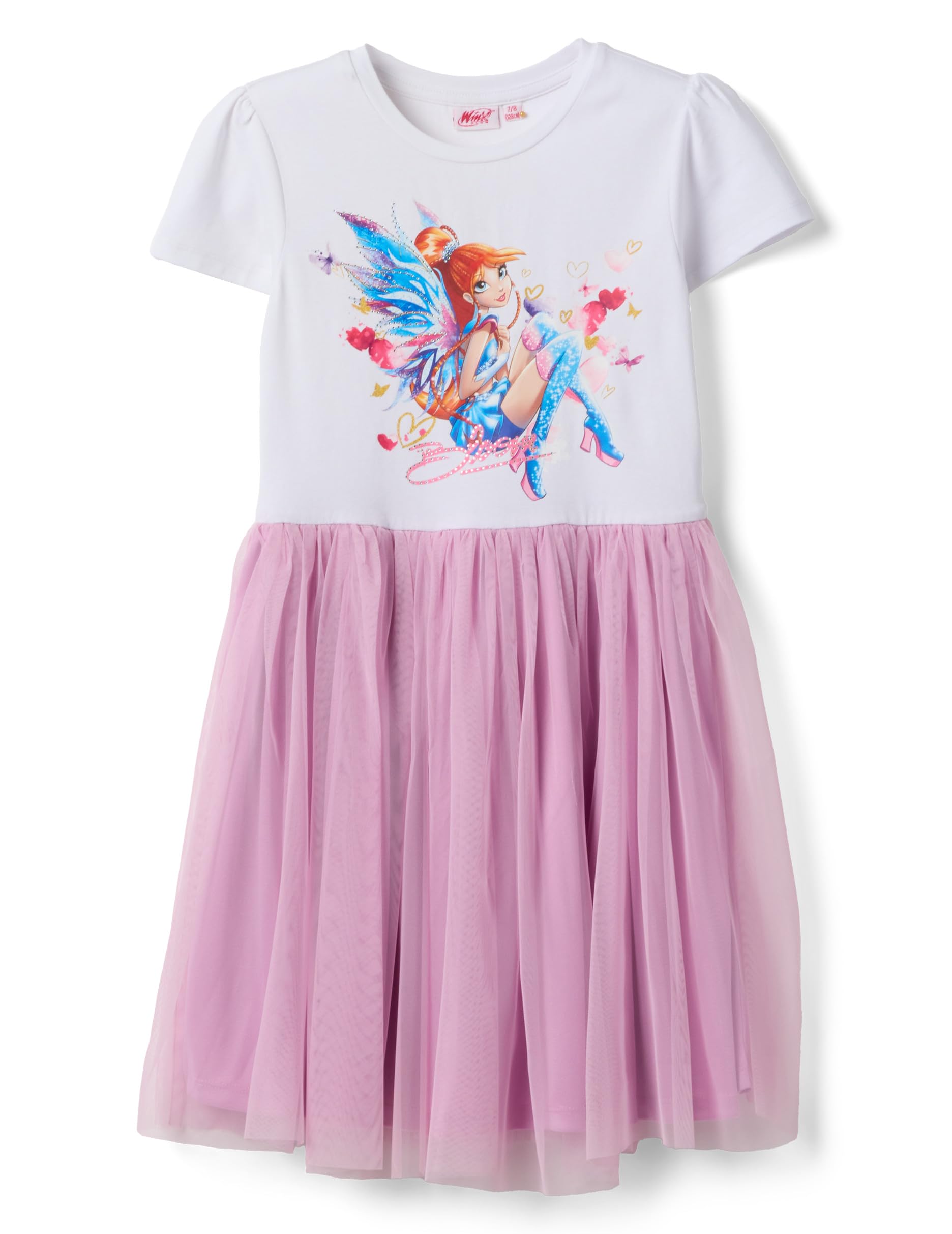 OVS Kids Abito Mini Rosa e Bianco in Cotone Elasticizzato con Tulle per Bambina Regular Fit