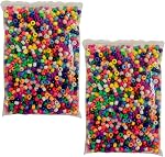 3500+PCS Pony Beads for Bracelet Necklace Making, Multi-Color Plastic Craft Beads Seed Beads with Big Hole for DIY Craft Kandi Jewelry Hair Braiding