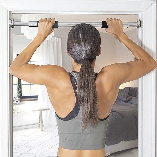 Miniatura 2 de Pullup de puerta, barras de dominadas de acero galvanizado portátil de 24.4 a 39.4 pulgadas, longitud ajustable, entrenamiento para muchos