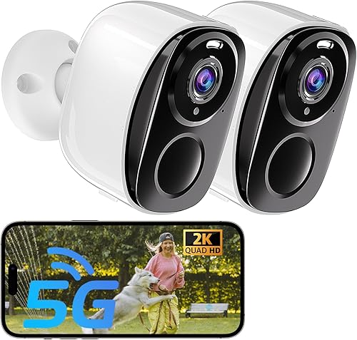 Paquete de 2 cámaras de seguridad inalámbricas 5G y 2.4G para exteriores, cámara 2K para seguridad del hogar con foco de detección de movimiento,