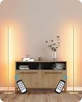EDISHINE LED Corner Lamp, Set of 2 Minimalist Dimmable Tall Light with Remote, 57.5" Floor Lamps for Living Room, Bedroom, Home Office, 7 Color Temperature 2700-6000K (Black)