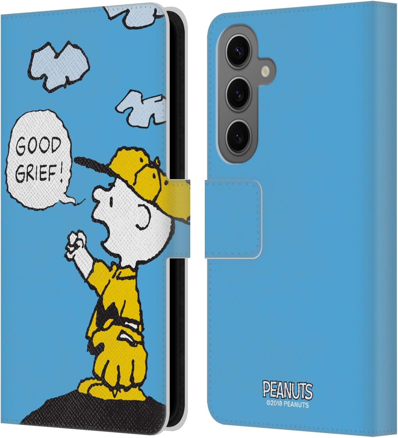 Head Case Designs Officially Licensed Peanuts Good Grief Charlie Brown Leather Wallet Case Compatible with Samsung Galaxy S25