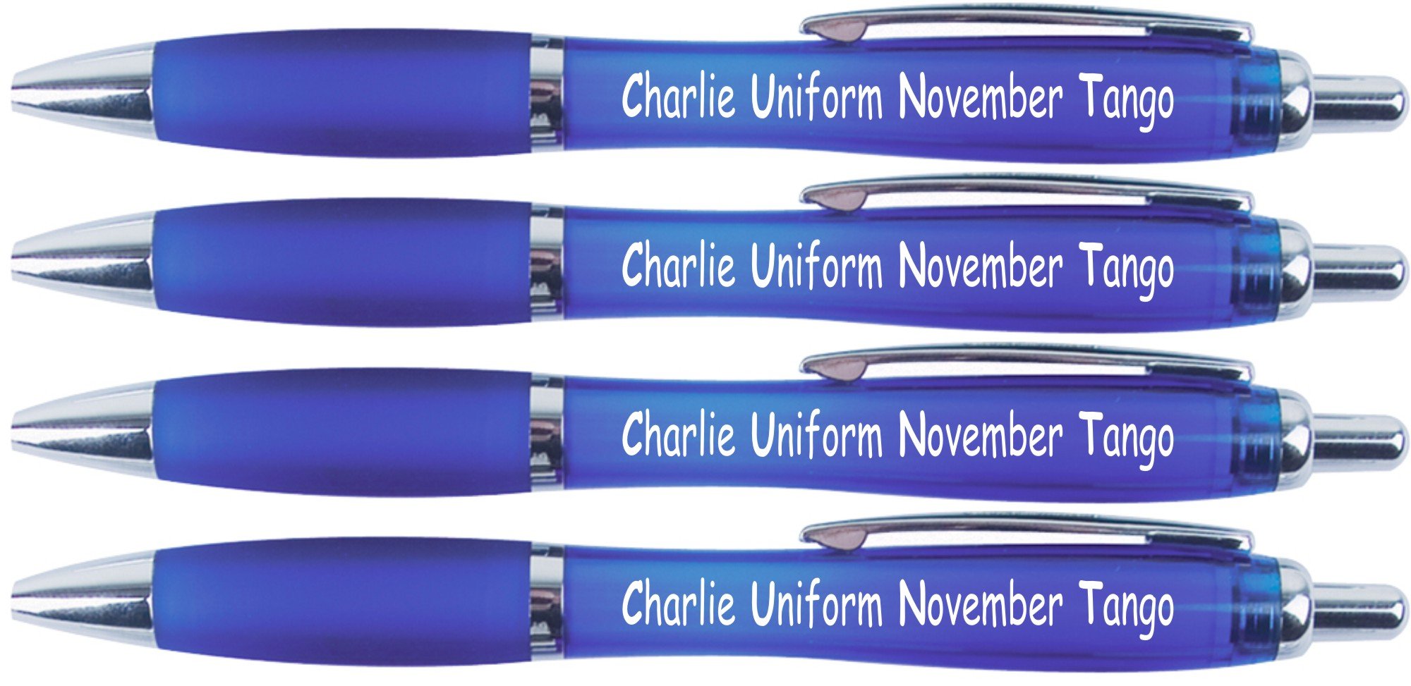 Printed Products Charlie Uniform November Tango x 4. Funny Pens, Joke Pens