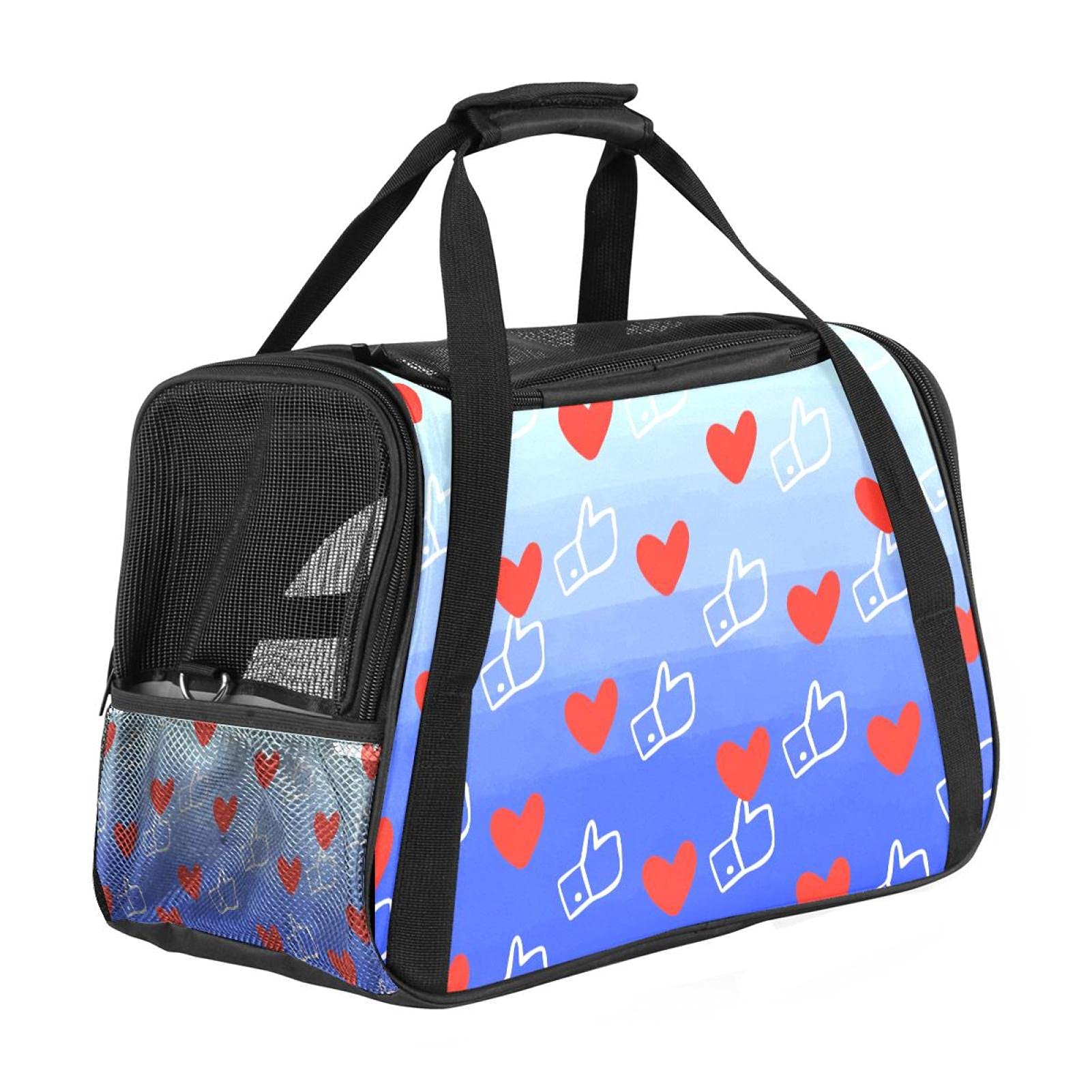 Sac pour chat et lapin de transport imprimé cœurs pour sorties en avion