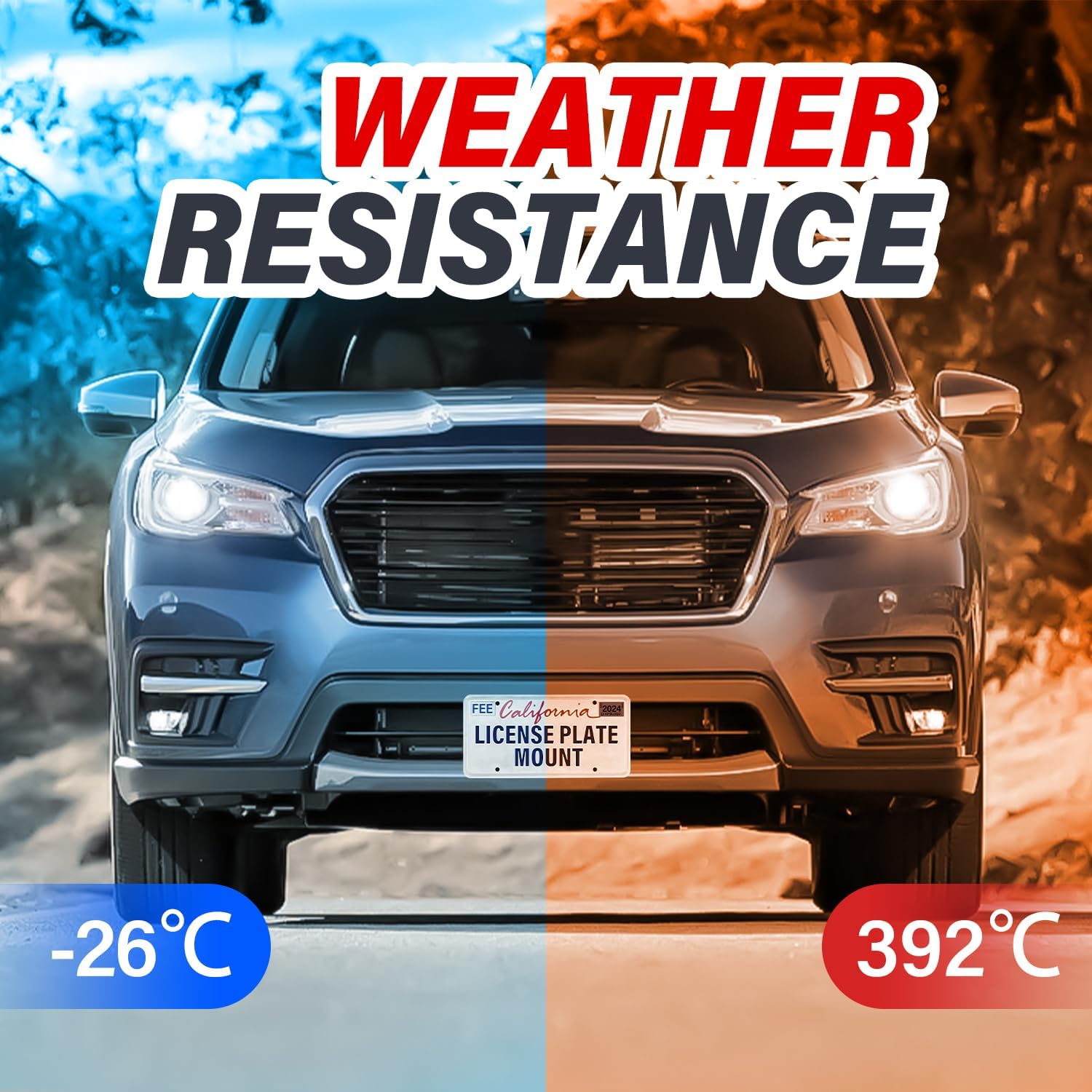 Heavy Duty Front License Plate Bracket Compatible with Subaru Ascent 2019-2025, Anti-Theft No Drill Front Grille License Plate Holder Waterproof Car Plate Frame Accessories