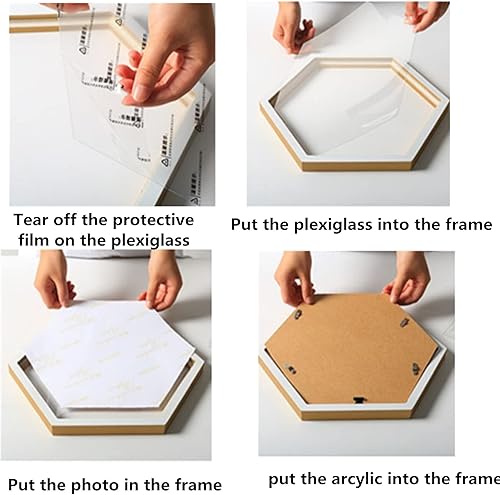 Miniatura 4 de Marco de fotos en forma hexagonal de madera para colgar en la pared, para decoración de pared del hogar, oficina, galería de pared, marcos de fotos