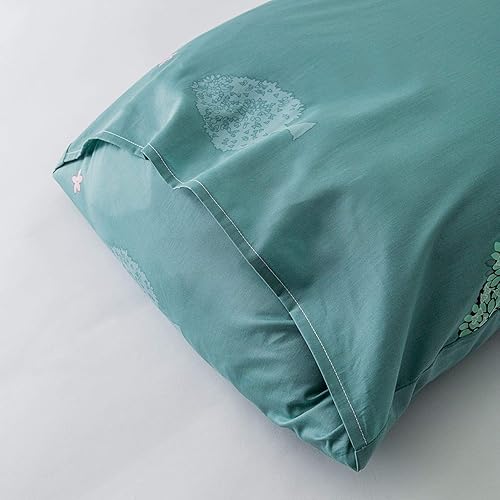 Miniatura 5 de YuHeGuoJi Juego de funda de edredón botánica tamaño Queen, 100% algodón egipcio, hojas verdes, súper suave, 3 piezas, 1 funda de edredón con