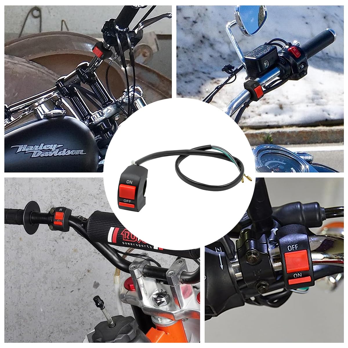 Interruttore a levetta per Bicicletta e Motocicletta Pulsante di accensione/spegnimento Doppio Luce Lampeggiante 2 Pezzi