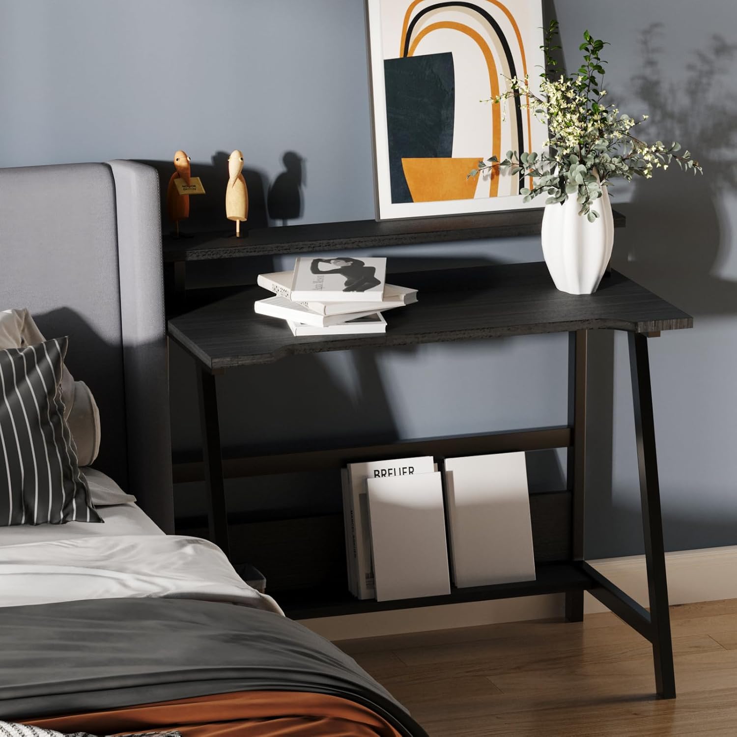 ALISENED 31.5 Inch Small Office Desk with Storage, Small Desk for Small Spaces, Compact Home Office Desk, Mini Study Desk for Bedroom, Black - Image 9