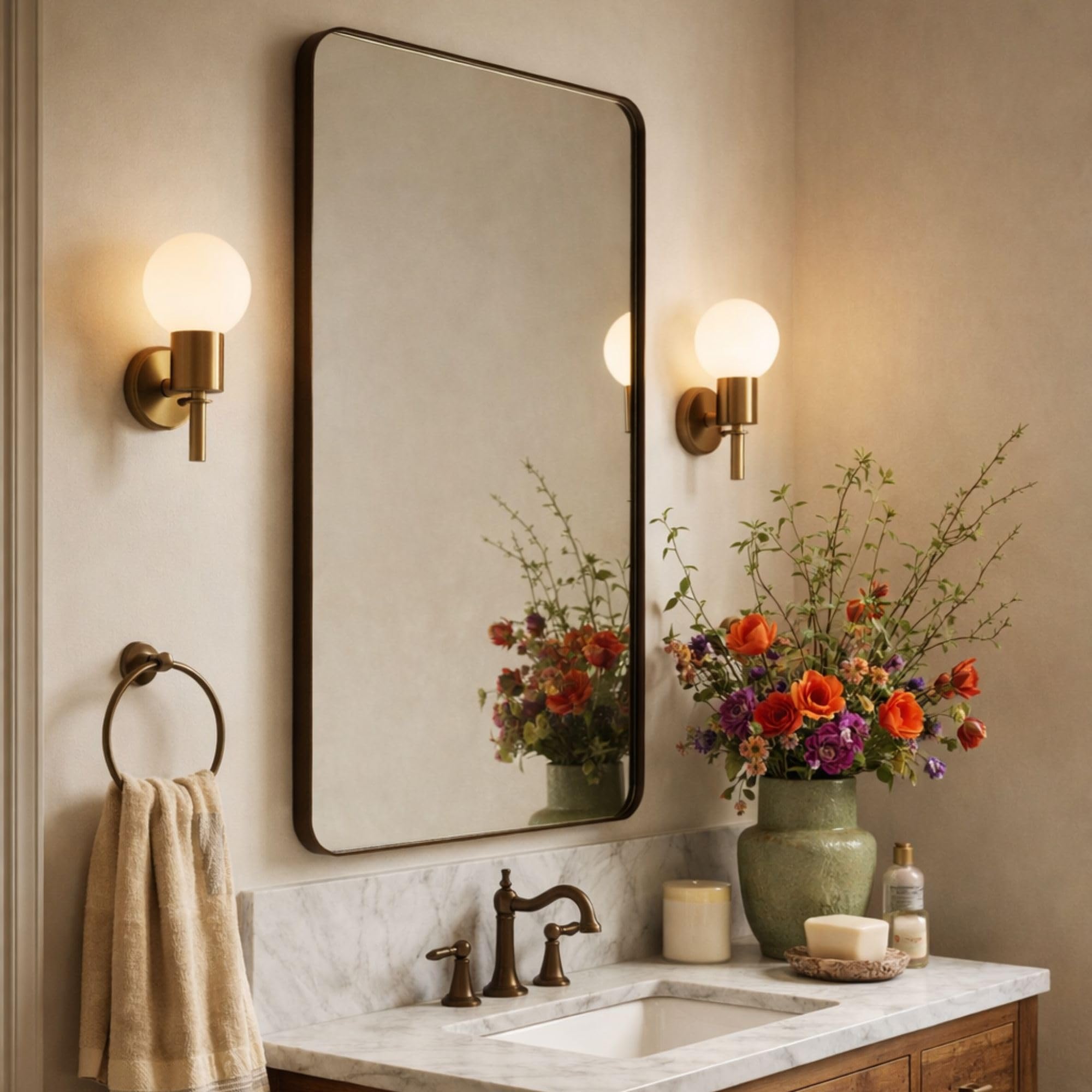 GRACTO Oil Rubbed Bronze Framed Bathroom Mirror 24x30