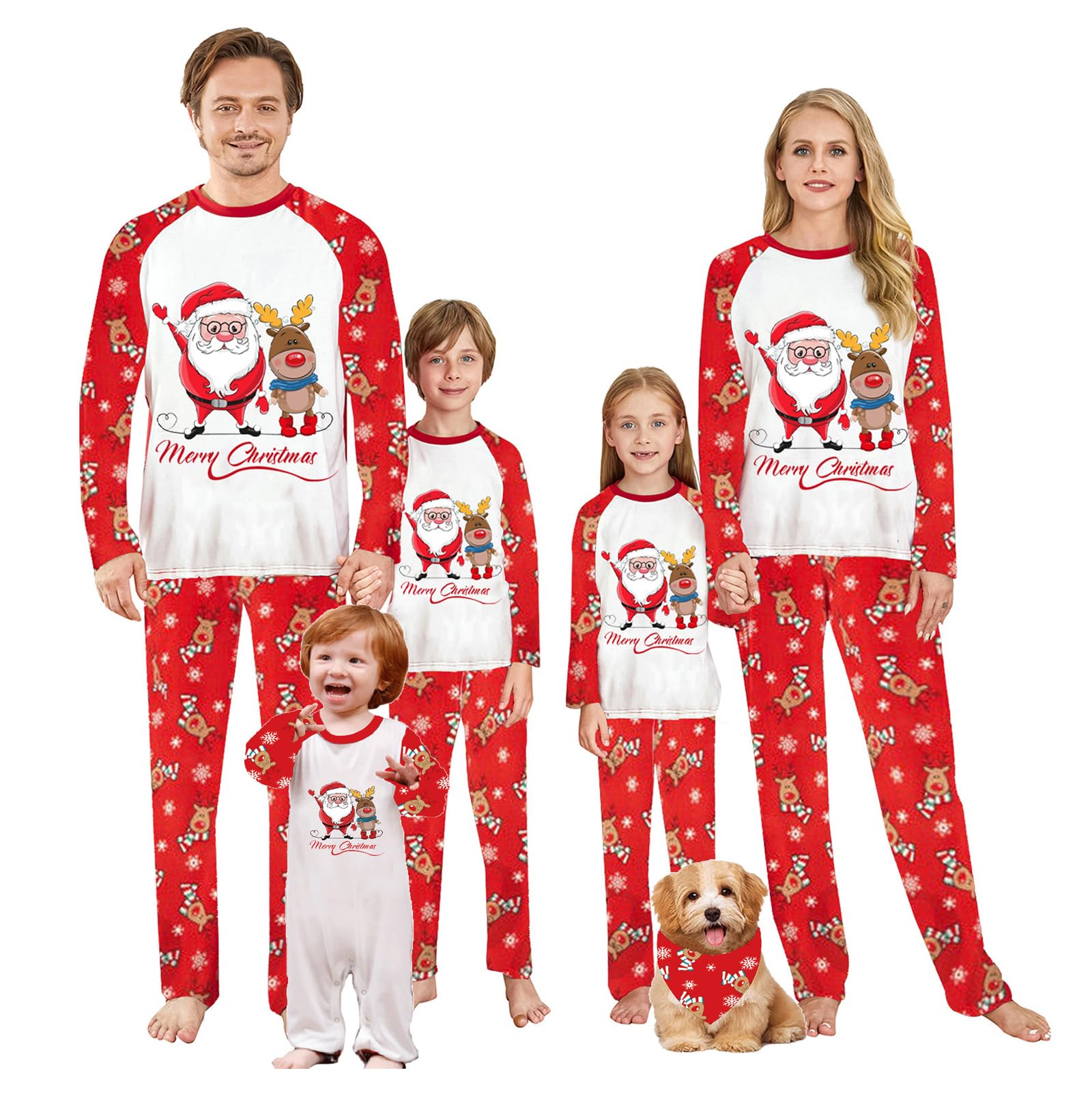 WephuPSho Christmas Family Pajamas Xmas Matching Family Pajama Holiday Pjs Xmas Jammies Sleepwear Set